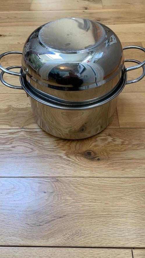 Mosselpan 18/10, Huis en Inrichting, Keuken | Potten en Pannen, Gebruikt, Overige typen, Inox, Inductieplaat, Ophalen of Verzenden