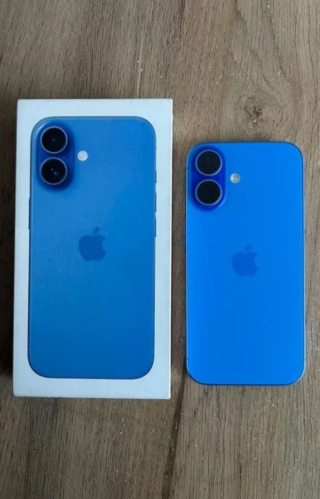 iPhone 16 128 gb blauw batterijconditie 100%, Telecommunicatie, Mobiele telefoons | Apple iPhone, Zo goed als nieuw, 128 GB, Zonder abonnement