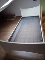 Bedframe en boxspring 1P, Ophalen, Eenpersoons, Wit, 200 cm