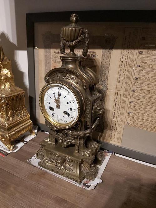 Franse, antiek massief bronzen klok - 1900+, Antiek en Kunst, Antiek | Klokken, Ophalen