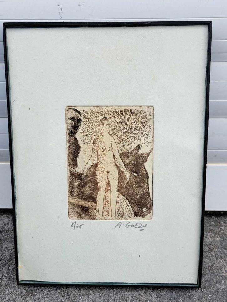 eau forte signe andre goezu, Antiek en Kunst, Kunst | Etsen en Gravures, Ophalen of Verzenden