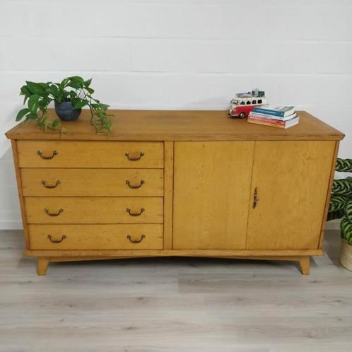 Vintage dressoir sideboard TV-meubel eikfineer - diep model, Maison & Meubles, Armoires | Dressoirs, Enlèvement ou Envoi