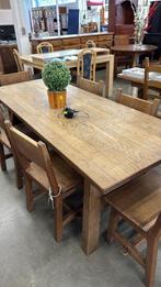 GEZOCHT - Massief eiken boerderij tafel, Ophalen, Gebruikt, Eikenhout, 200 cm of meer