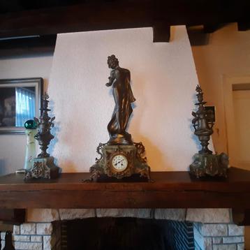 Prachtige Art Nouveau schouwgarnituur brons A. DE RANIÉRI, Ophalen, Brons
