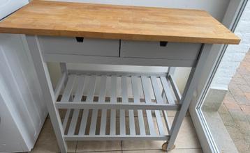 ️ IKEA keukentrolley - houten werkblad + opbergruimte beschikbaar voor biedingen