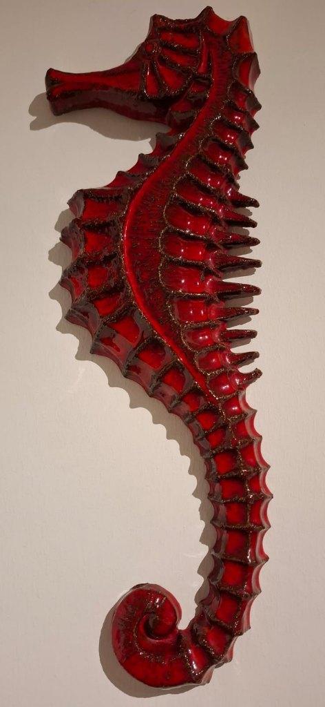 Vintage keramieken zeepaardje xxl - August Michiels 1970, Antiek en Kunst, Antiek | Keramiek en Aardewerk, Ophalen of Verzenden