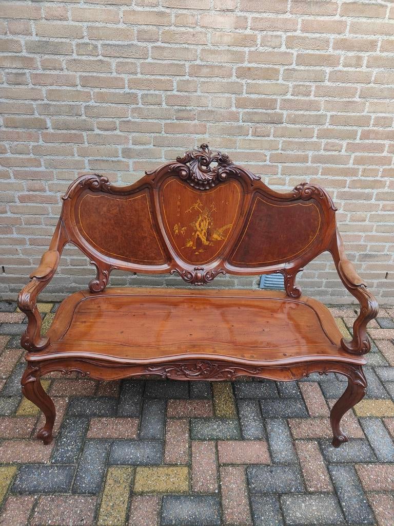 2 stoelen 1 bank antiek Chinees/ Franse Napoleon 111 stijl, Antiek en Kunst, Antiek | Meubels | Stoelen en Sofa's, Ophalen