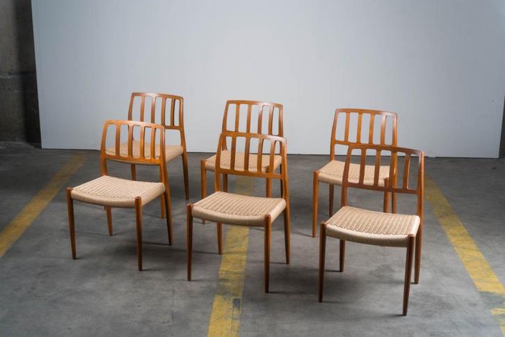 6 x Niels O. Møller - Model 83 eetkamerstoel, Huis en Inrichting, Stoelen, Zo goed als nieuw, Vijf, Zes of meer stoelen, Hout