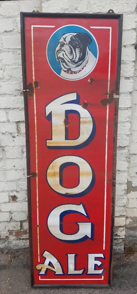 Oude geëmailleerde plaat DOG-ALE, Antiek en Kunst, Antiek | Email, Ophalen