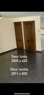 Twee donker bruine eiken deuren, Doe-het-zelf en Bouw, Deuren en Vliegenramen, Ophalen, Gebruikt, Minder dan 80 cm, Binnendeur