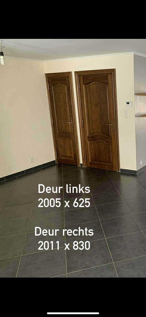 Twee donker bruine eiken deuren, Doe-het-zelf en Bouw, Deuren en Vliegenramen, Gebruikt, Binnendeur, 200 tot 215 cm, Minder dan 80 cm