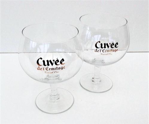 2 abdijglazen Cuvée de l'Hermitage Doré 33cl, Verzamelen, Biermerken, Zo goed als nieuw, Glas of Glazen, Overige merken, Ophalen of Verzenden