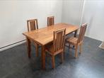 Fraaie houten tafel met mooie stoelen!!, Ophalen, Gebruikt, 4 tot 6 stoelen
