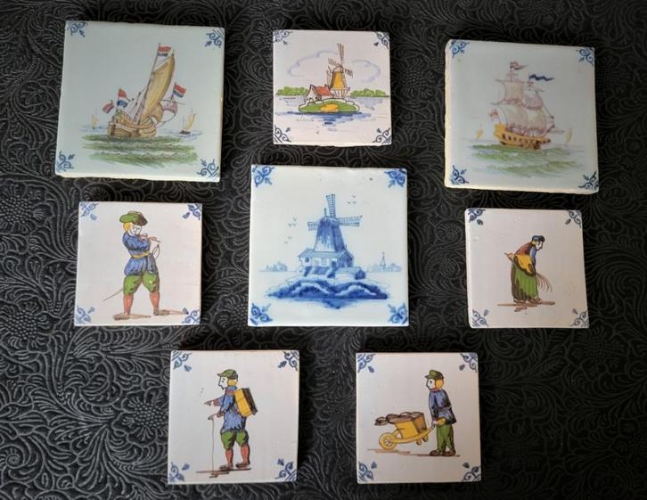8 antieke Delftse tegels, Antiek en Kunst, Antiek | Keramiek en Aardewerk, Ophalen of Verzenden