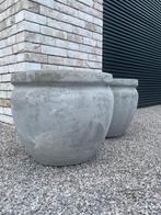 Set van 2 bloempotten grijs b 38cm h 33cm, Tuin en Terras, Gebruikt, Rond, Minder dan 40 cm, Tuin