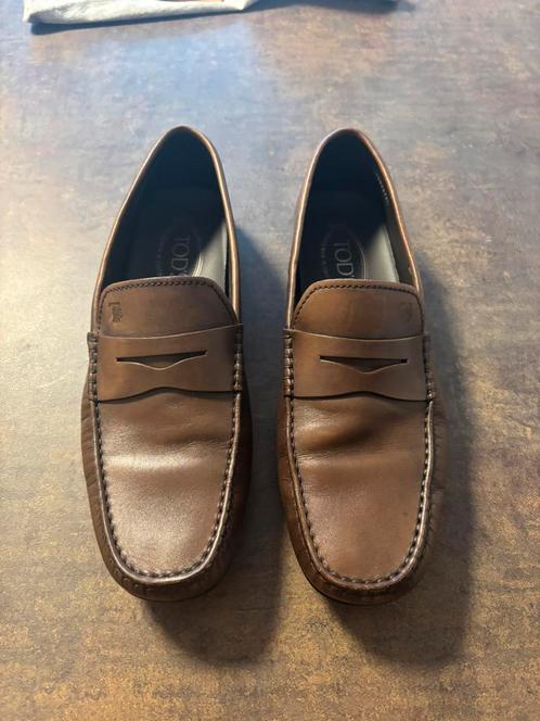 Tod's - Bruine leren instappers - Maat 8, Kleding | Heren, Schoenen, Zo goed als nieuw, Ophalen
