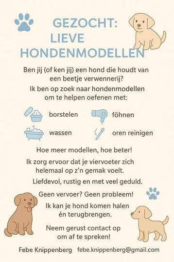 Hondmodellen gezocht! beschikbaar voor biedingen