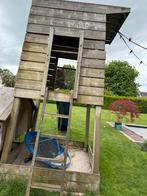 Houten speelhuisje met glijbaan, zandbak en schommel., Kinderen en Baby's, Ophalen, Gebruikt, Glijbaan