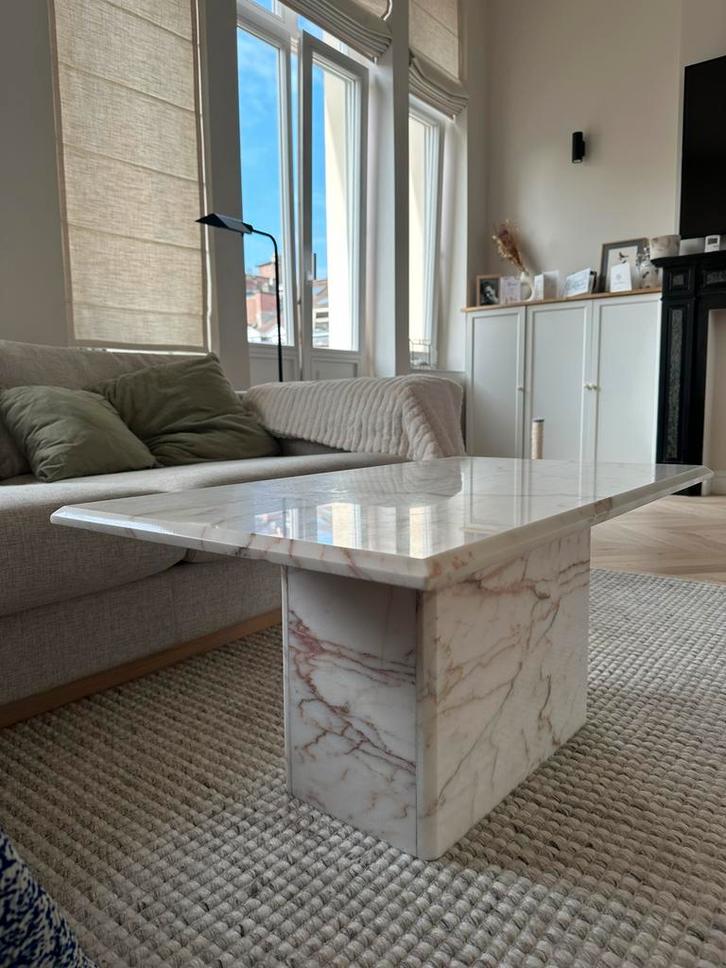Table basse en marbre Calacatta Rosa – Pièce unique, Huis en Inrichting, Tafels | Salontafels, Gebruikt, Minder dan 50 cm, 50 tot 100 cm