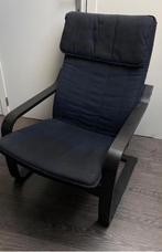 Zwarte IKEA Poäng stoel + kussen, Huis en Inrichting, Ophalen, Hout, Eenpersoons, Neutraal