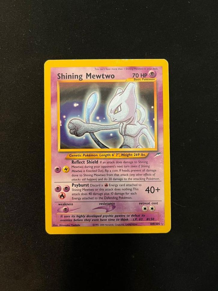 Shining Mewtwo, Hobby en Vrije tijd, Verzamelkaartspellen | Pokémon, Gebruikt, Losse kaart, Foil, Ophalen of Verzenden