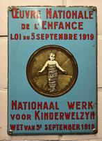 emaille reklamebord KINDERWELZIJN, Ophalen, Gebruikt