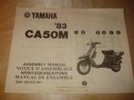 YAMAHA CA50M '83 Ancienne Notice d'Assemblage, Motos, Modes d'emploi & Notices d'utilisation, Yamaha
