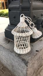Lampe cage à oiseaux en rotin blanc, Maison & Meubles, Autres matériaux, Utilisé, Enlèvement ou Envoi, Rotan