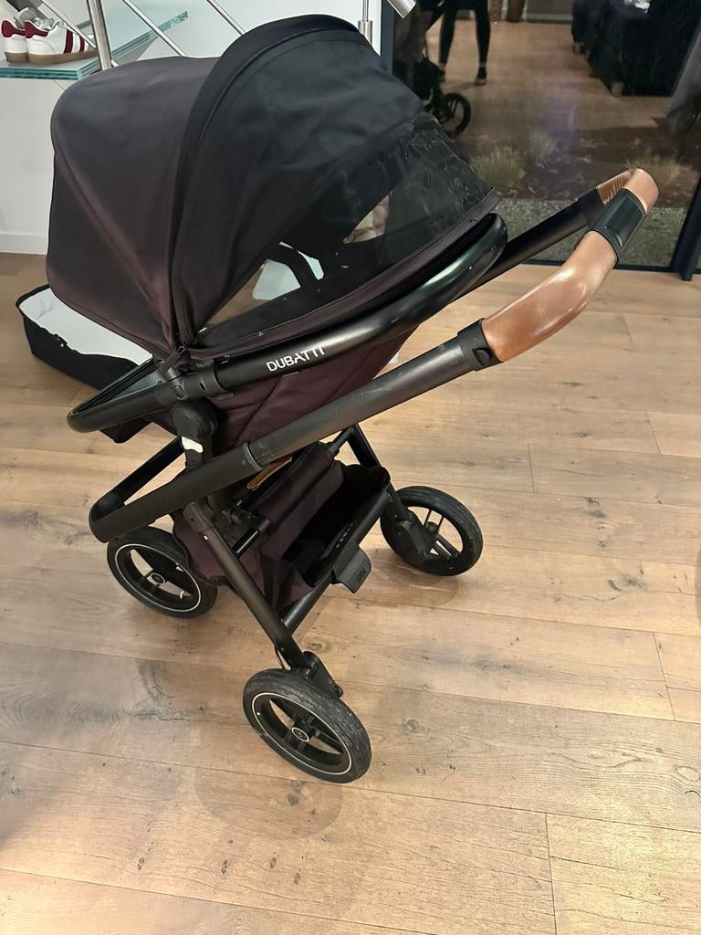 Zwarte Dubatti Buggy met alle accessoires, Gebruikt, Verstelbare duwstang, Combiwagen, Ophalen