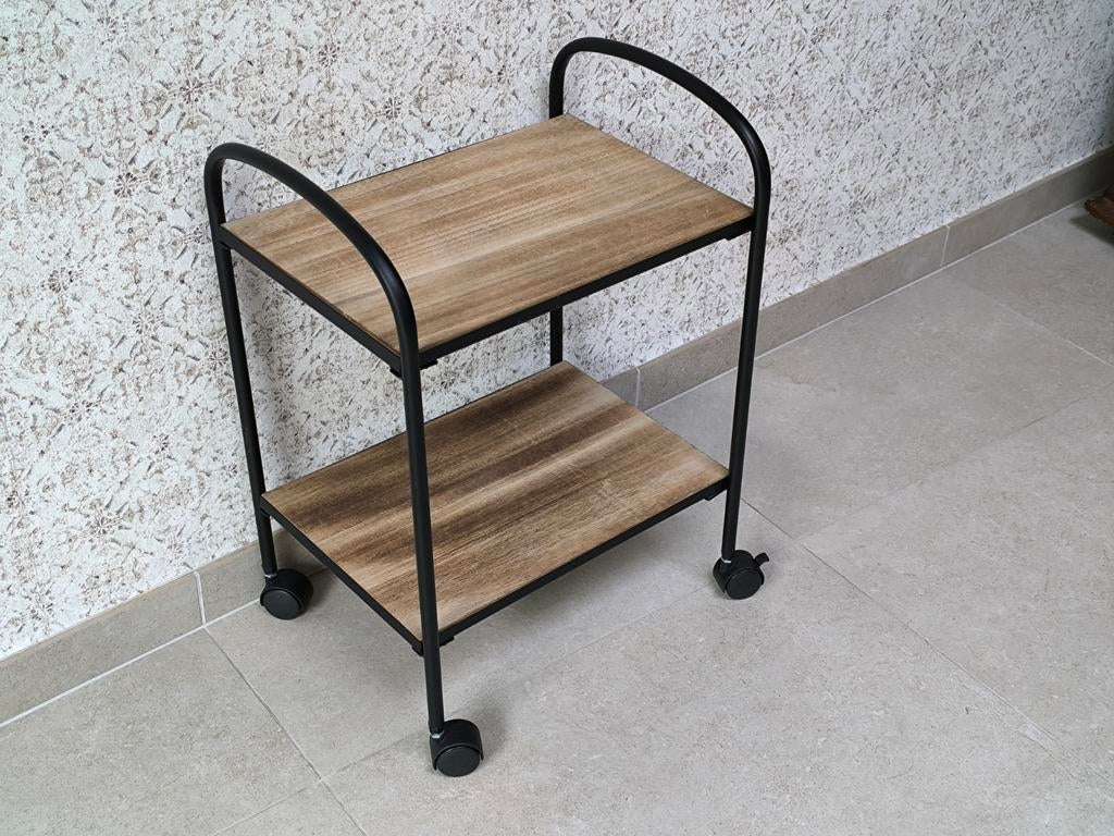 Klein metalen/ houten rekje met wieltjes. (Goede staat!), Ophalen, Gebruikt