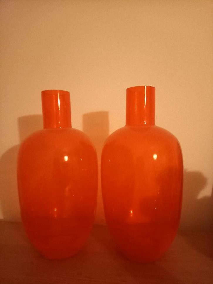 Retro vintage oranje vazen, Collections, Rétro, Maison et Meubles, Enlèvement