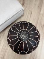 handgemaakte leren poef - stevig gevuld - donkerbruin, Huis en Inrichting, Minder dan 50 cm, Verzenden, Boho, Rond
