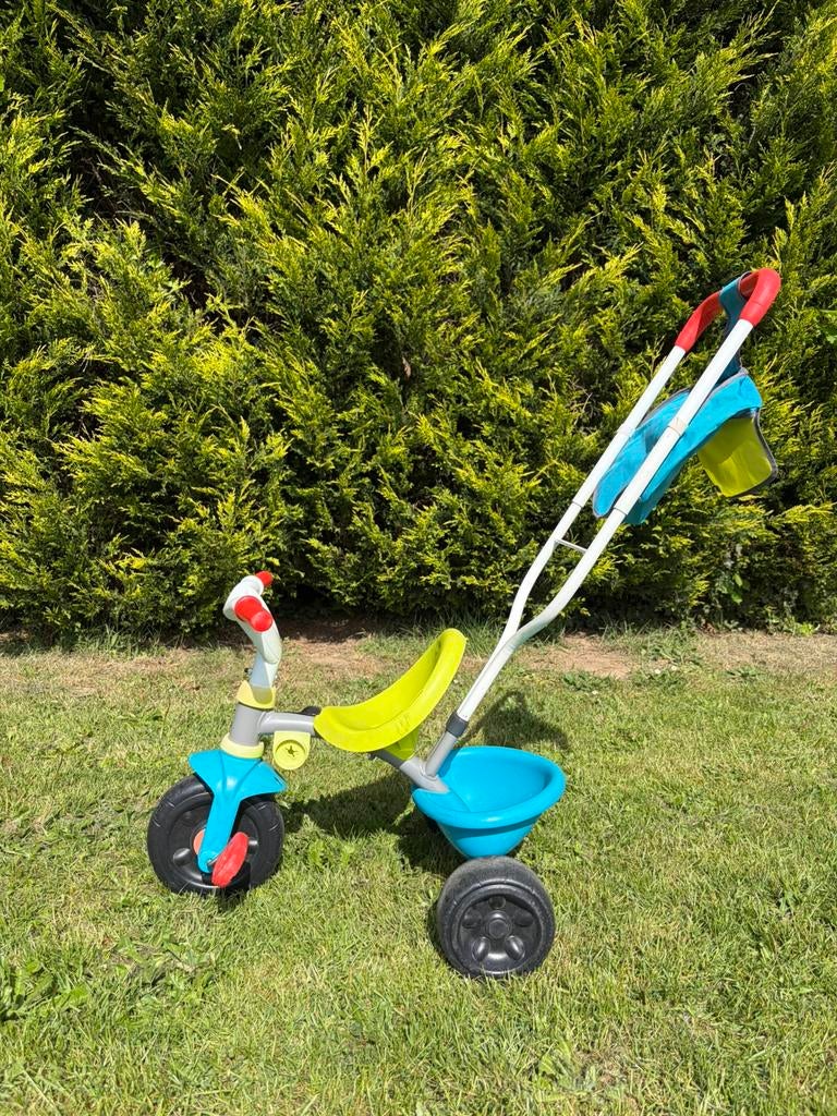 Smoby driewieler, Ophalen, Gebruikt, Terugtraprem, Duwstang