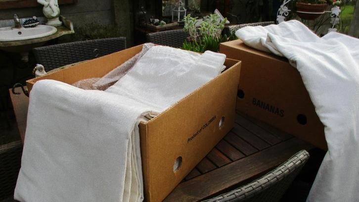 Wit fluwelen overgordijnen, Maison & Meubles, Ameublement | Rideaux & Stores à lamelles, Comme neuf, Blanc, Enlèvement