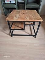 Salontafel of bijzettafeltje in teak en metaal, Huis en Inrichting, Tafels | Salontafels, Ophalen, Metaal