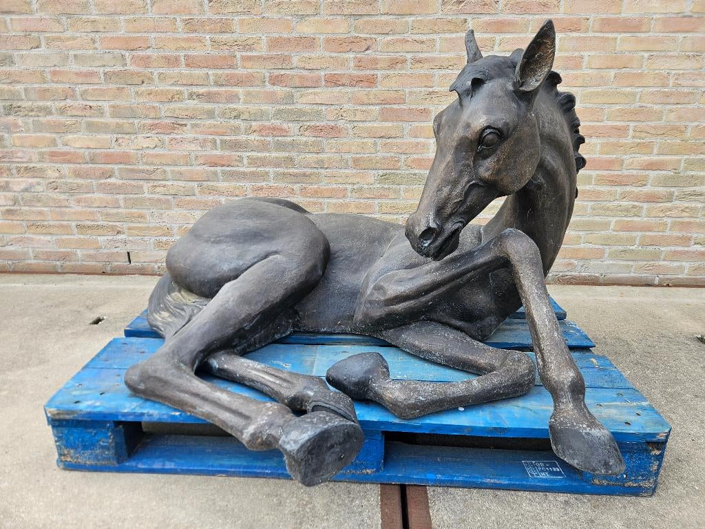 BRONZEN VEULEN PRACHTIG! VOOR PAARDEN VRIEND ENZ LAGE PRIJS!, Tuin en Terras, Tuinbeelden, Zo goed als nieuw, Dierenbeeld, Overige materialen