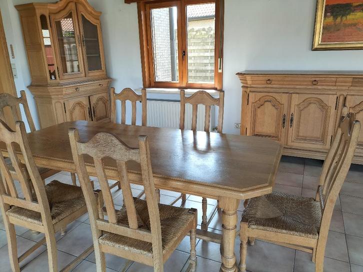Complete eetplaats in lichte eik, Maison & Meubles, Salles à manger complètes, Enlèvement