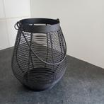 Zwarte kaarsenhouder in ijzer hoogte met handvat 34cm, Ophalen