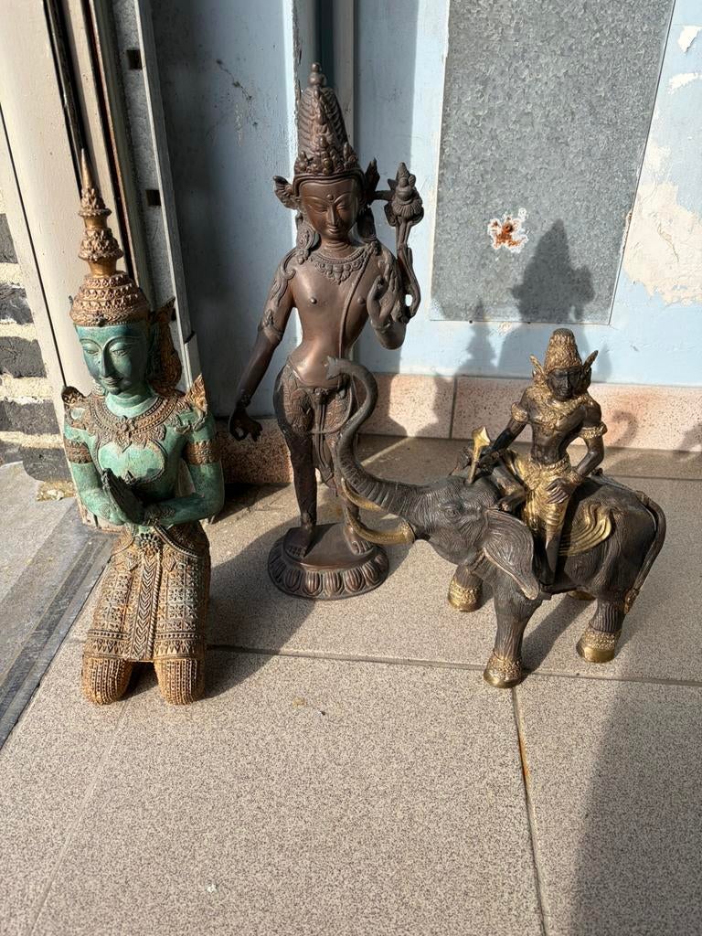3 bronzen boeddha beelden, Antiek en Kunst, Ophalen