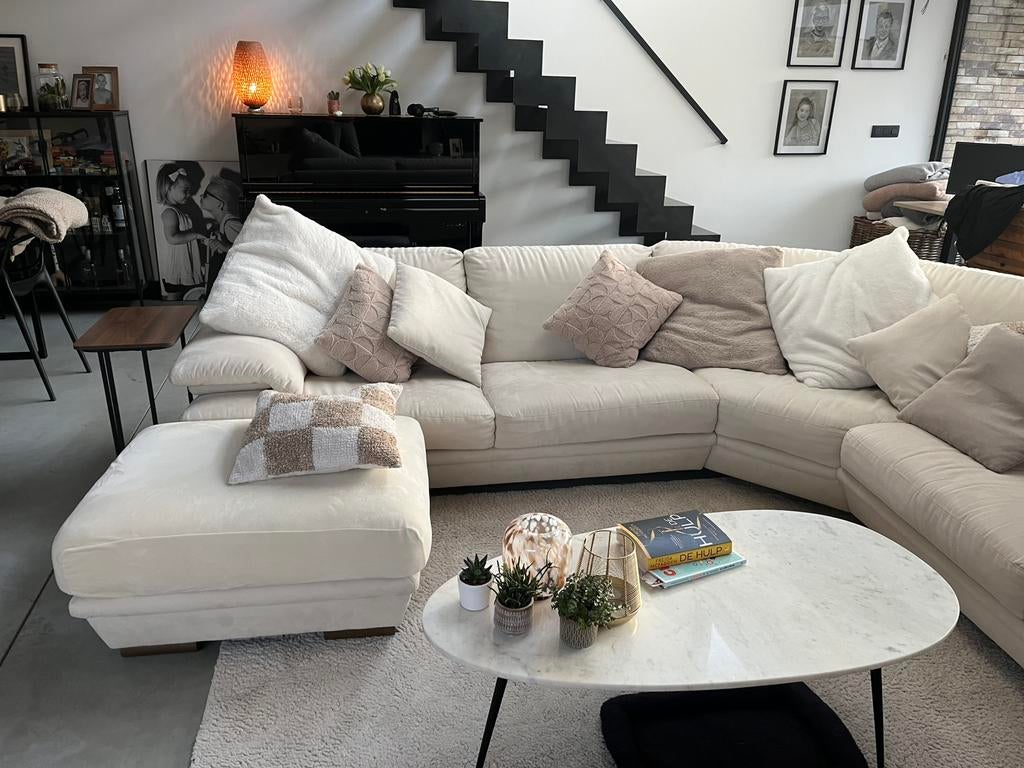 Hoeksalon Natuzzi alcantara, Huis en Inrichting, Zetels | Complete zithoeken, Gebruikt, Stof, Ophalen