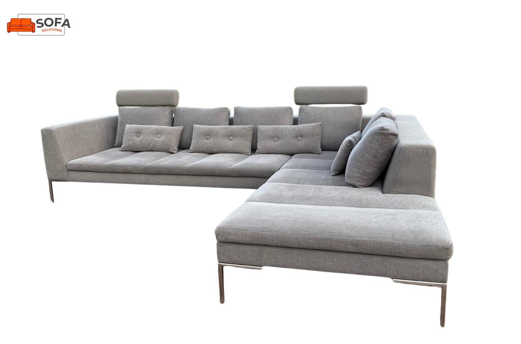 Montel Grijze Stoffen Hoekzetel - Gratis Levering BE, Ophalen of Verzenden, Zo goed als nieuw, Stof, Modern