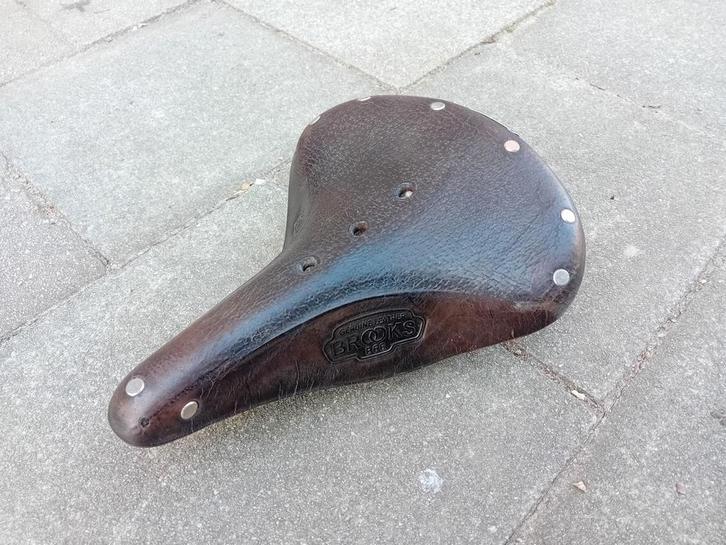 Zadel leder retro Brooks B66 gechromeerd 🚲, Fietsen en Brommers, Fietsonderdelen, Gebruikt, Algemeen, Zadel, Ophalen of Verzenden