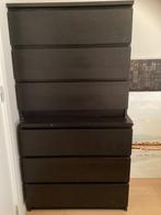 2 zwarte Malm ladenkast met telkens 3 lades, 3 ou 4 tiroirs, 25 à 50 cm, Moins de 100 cm, Enlèvement