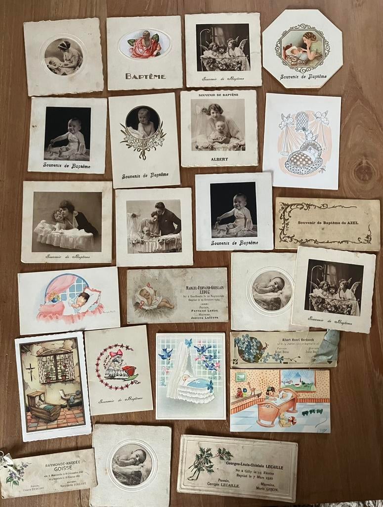 Cartes de baptême et de prière anciennes, Collections, Cartes de naissance & Cartes de visite, Enlèvement ou Envoi, Carte de naissance