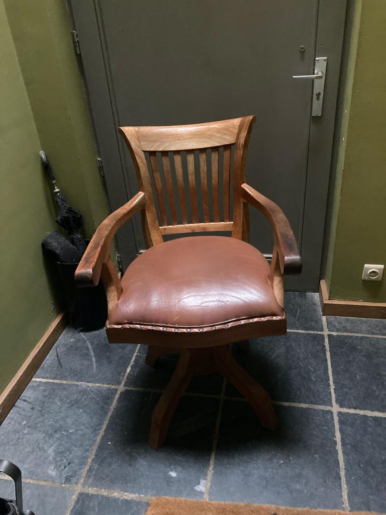 chaise de bureau en Teck, Maison & Meubles, Chaises de bureau, Enlèvement, Utilisé, Brun, Chaise de bureau