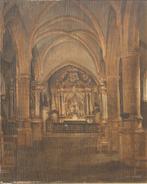 Jos Albert (1886-1981): Brabants kerkinterieur (60 x 70 cm), Ophalen of Verzenden