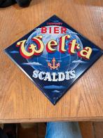 Oud blikken reclamebord weltapils, Enlèvement, Utilisé, Panneau publicitaire