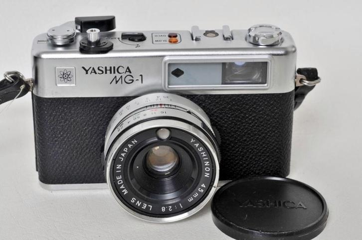 Yashica MG - 1 + dop + koffer + originele doos., Audio, Tv en Foto, Fotocamera's Analoog, Zo goed als nieuw, Compact, Ophalen of Verzenden