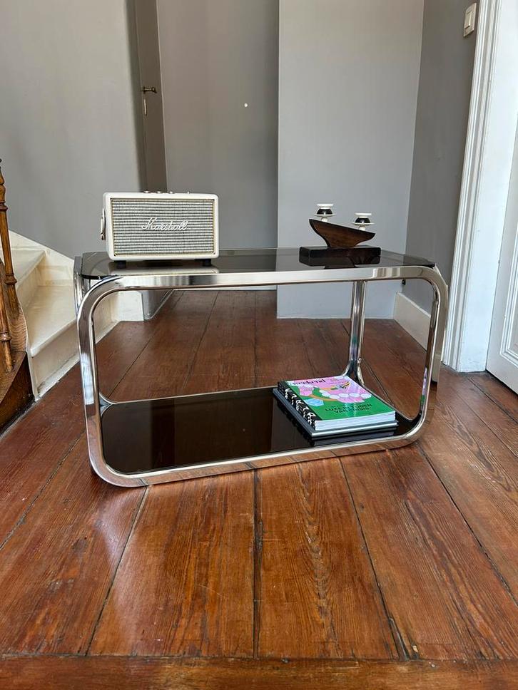 Space-age chroom en rookglas trolley/rek, jaren 70, Huis en Inrichting, Kasten | Overige, Nieuw, Ophalen