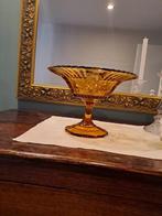 Antiek glazen schaal amberkleurig, Ophalen of Verzenden